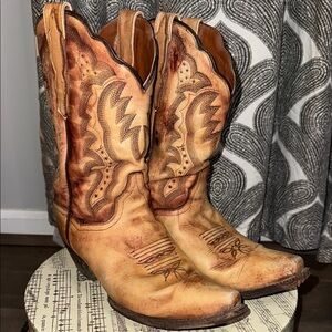 Dan Post Pointy Toe Embroidered Leather Cowboy Boots